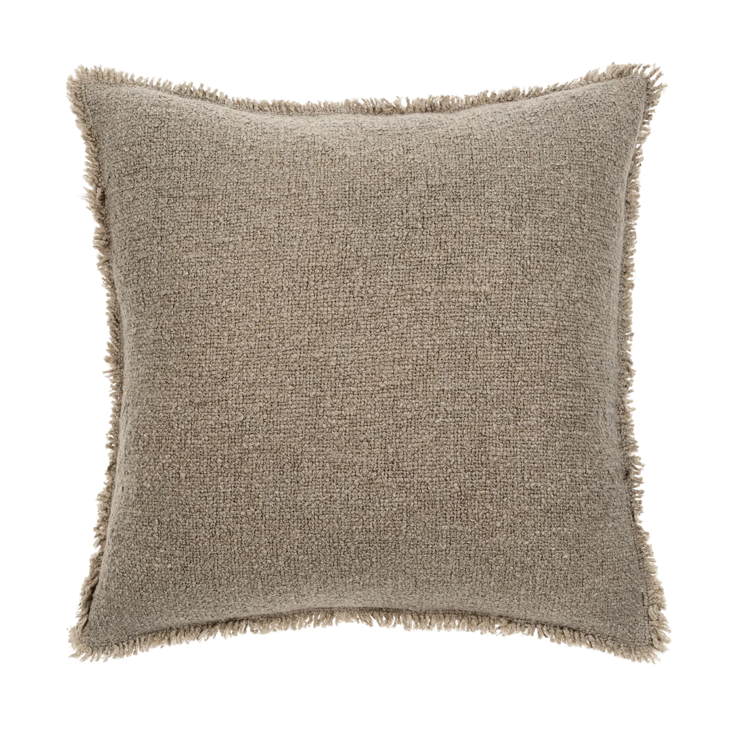 Fringed Boucle Pillow Taupe 20x20