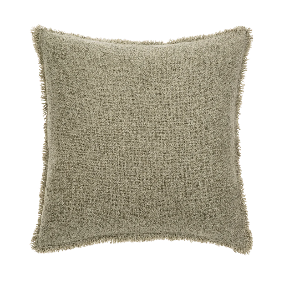 Fringed Boucle Pillow Sage Grey 20x20