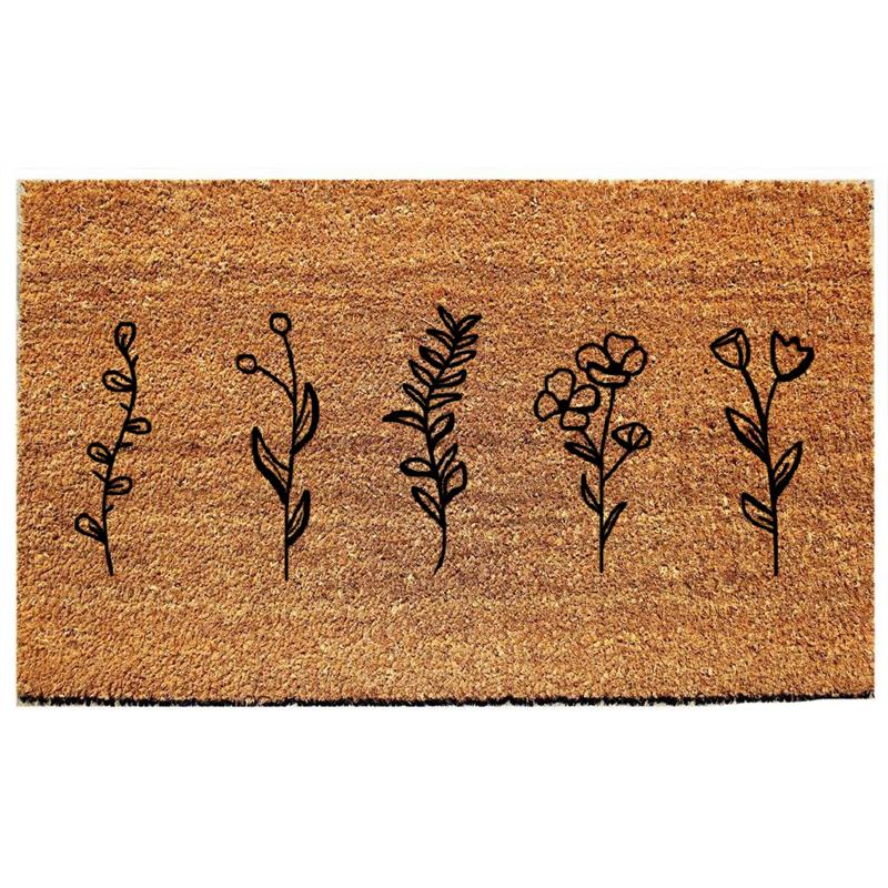Black Floral Doormat