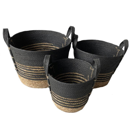 Black/Seagrass Basket - 13x15"