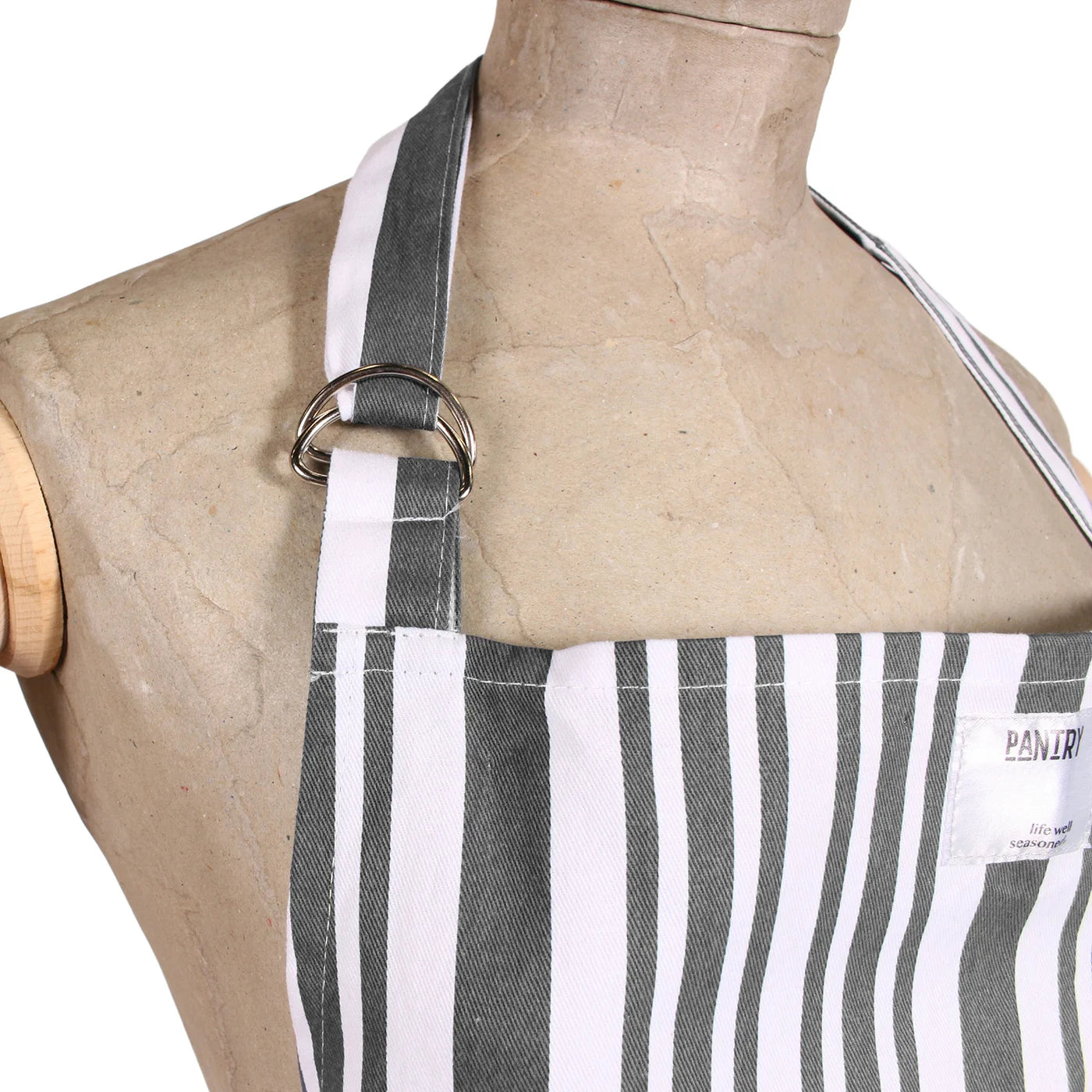 B&W Striped Apron w/Pocket