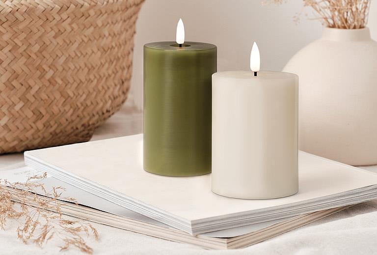 Green LED Pillar Candle