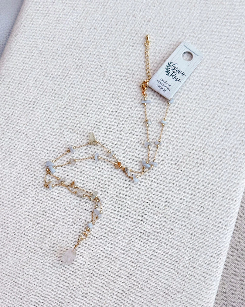 Agate & Crystal Drop Necklace