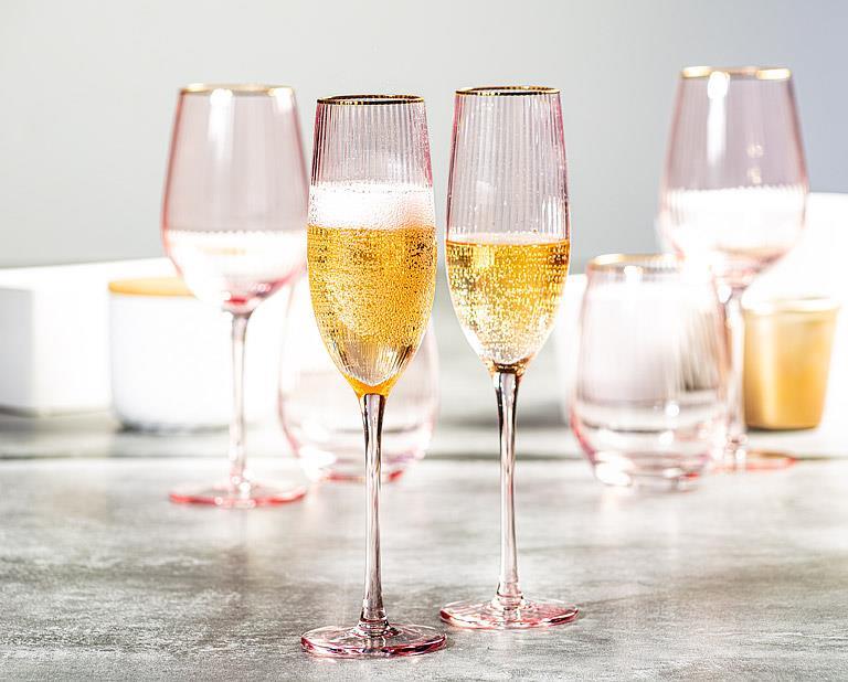 Pink Optic Flute Glass