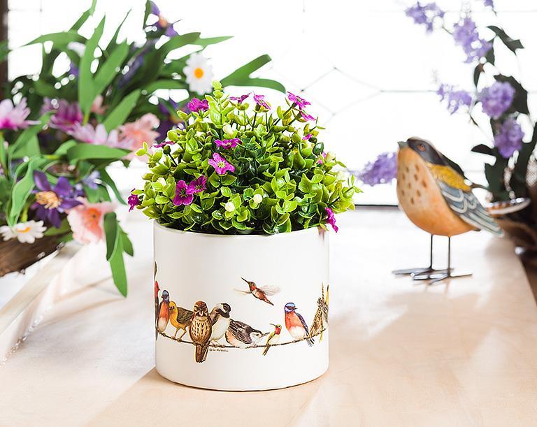 Birds On Wire Pot