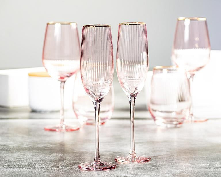 Pink Optic Flute Glass