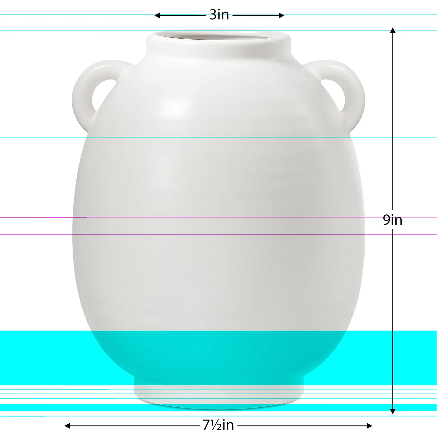 Capri Double Handle White Oval Vase