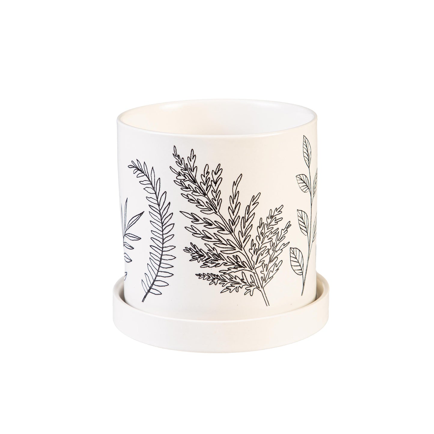 B&W Garden Pot w/Saucer