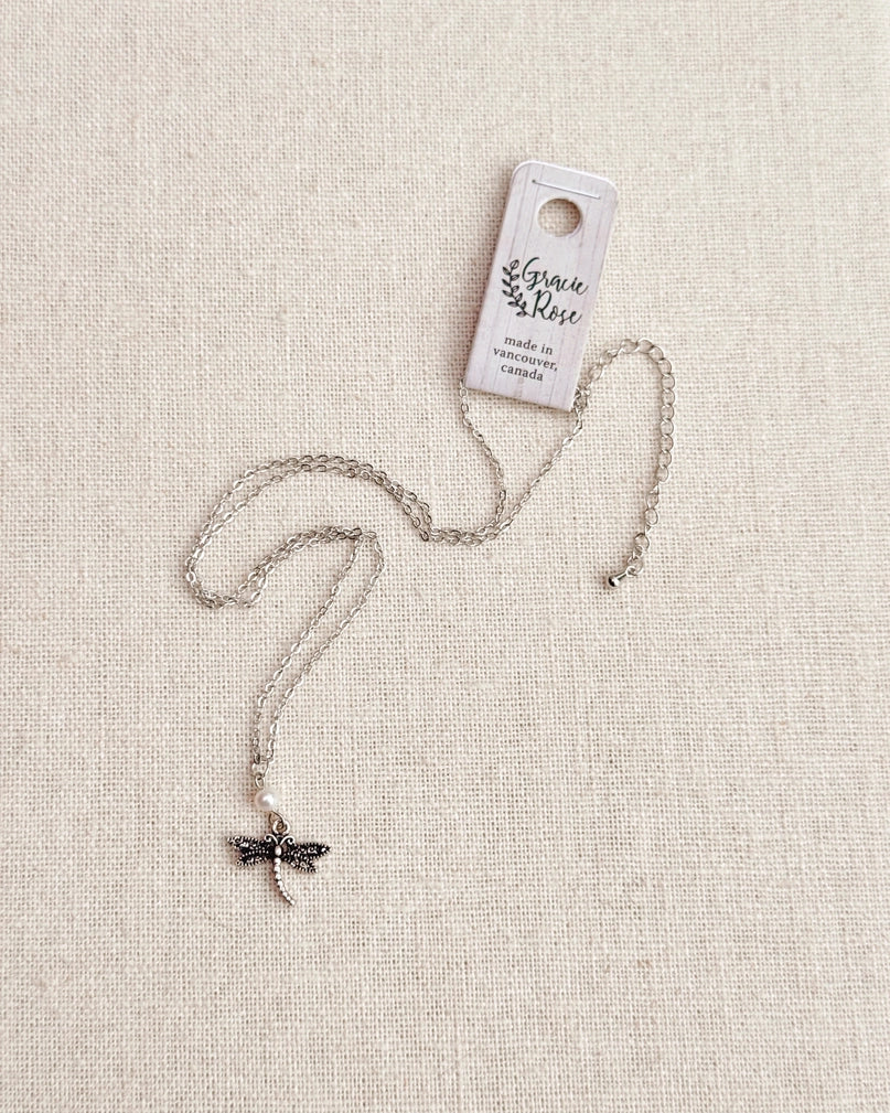 Silver Dragonfly Necklace