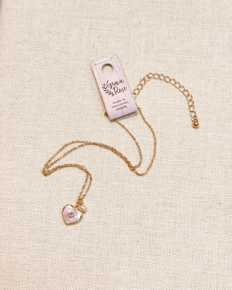 Mother of Pearl Heart Necklace