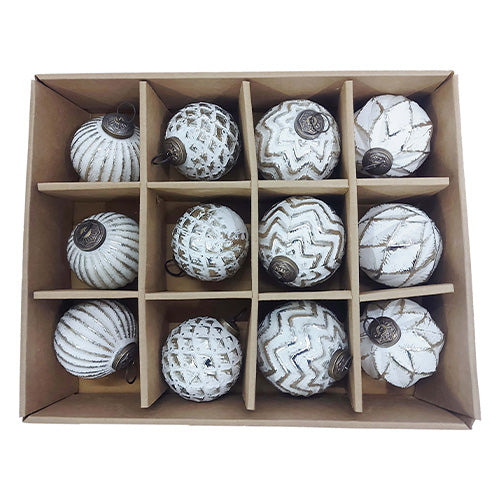 White Glass Ornament - asst