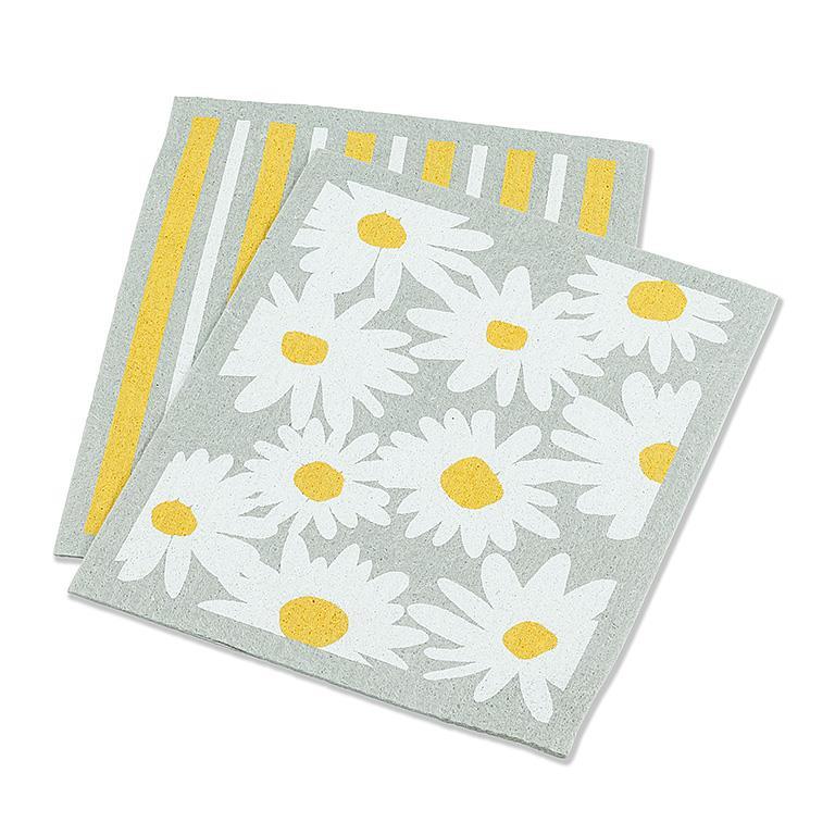 Daisies & Stripe Dishcloth s/2