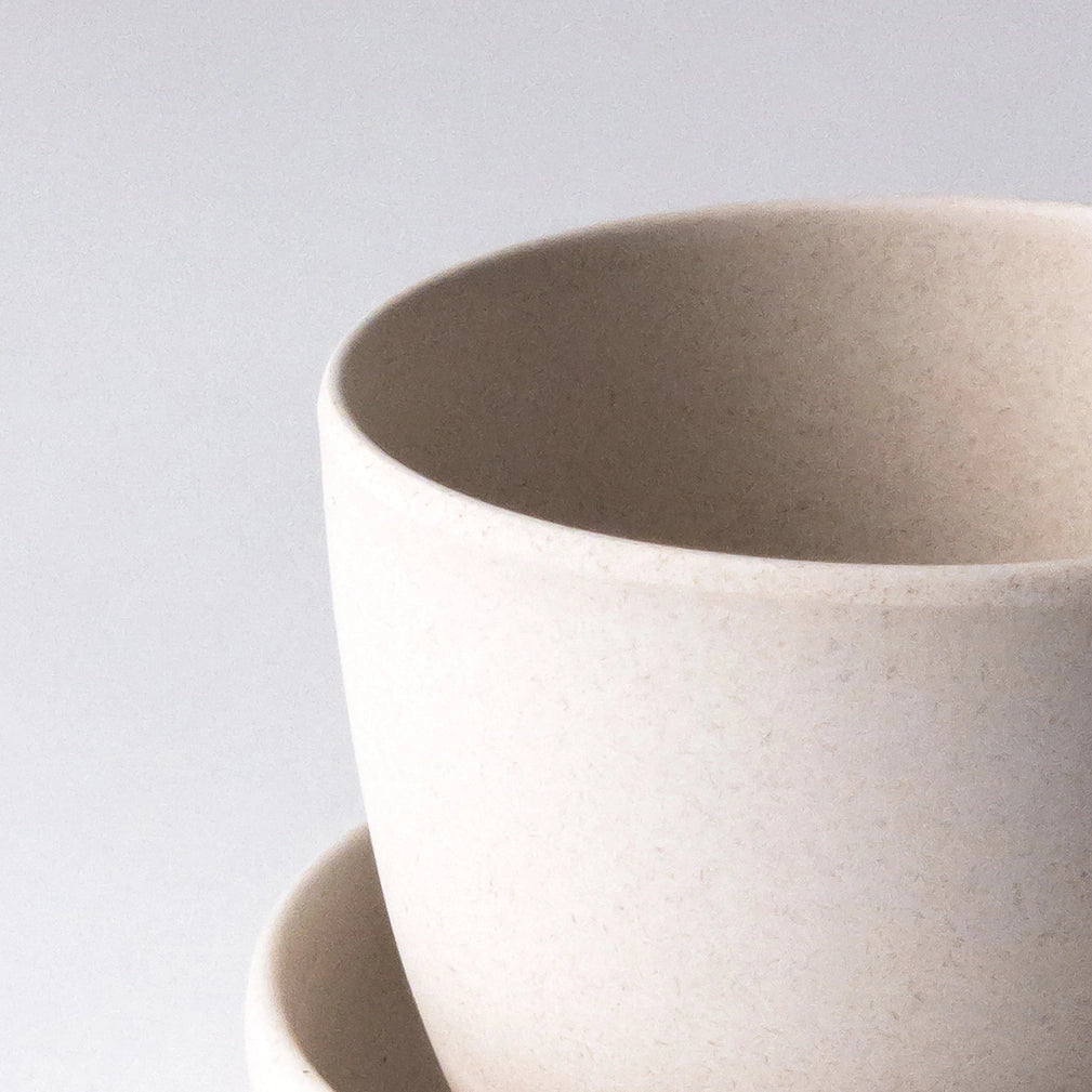 Bamboo Fibre Planter White w/saucer - 3"