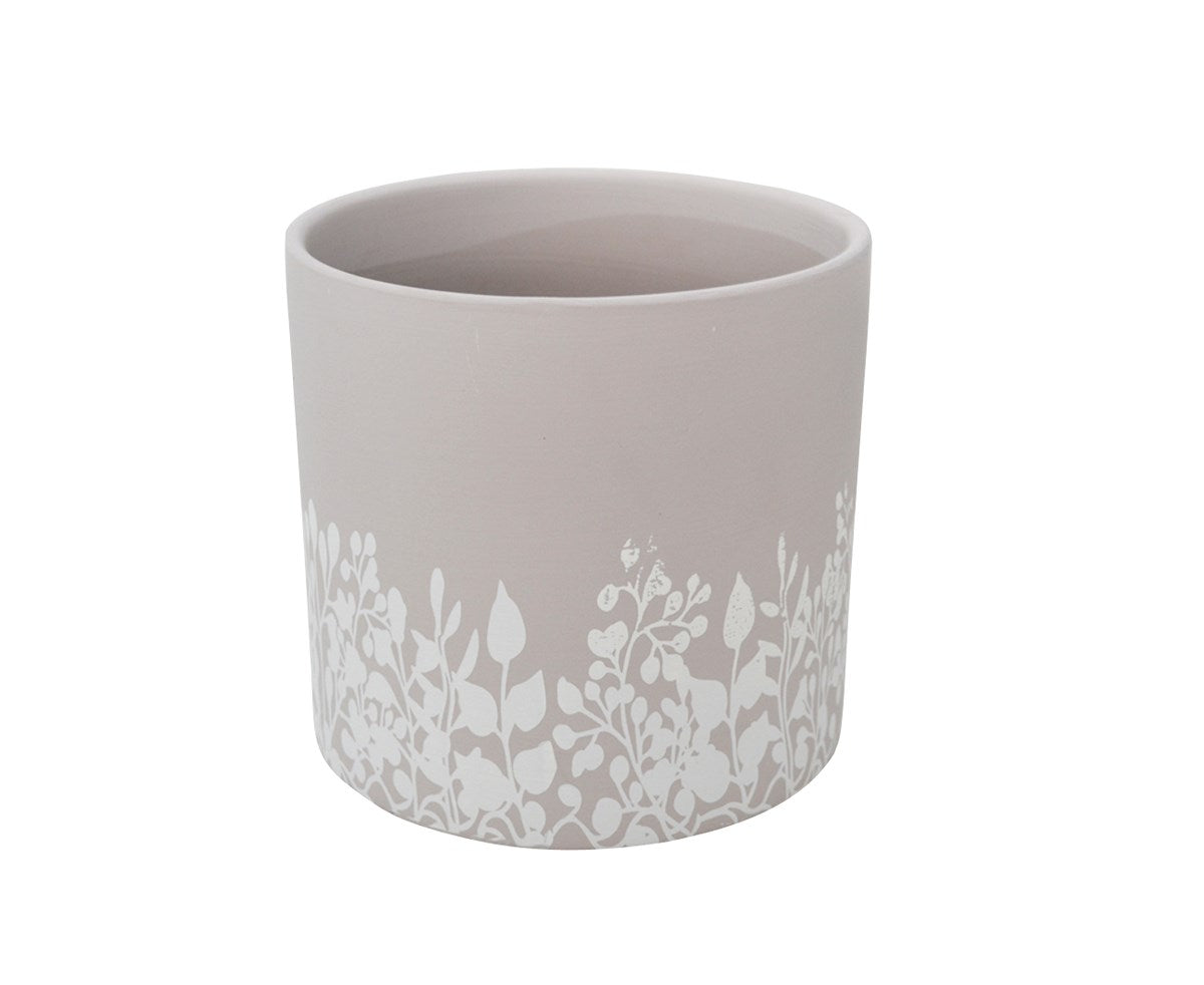 Beige Wildflower Pot