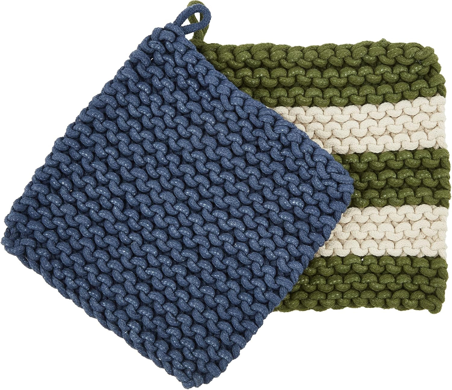 Green/Blue Crochet Pot Holders- s/2