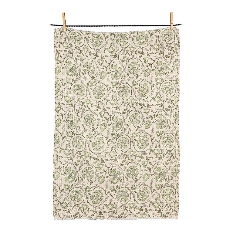 Green Floral Tea Towel