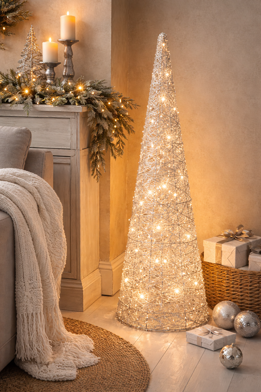 Silver LED Cone Tree - 31.5"