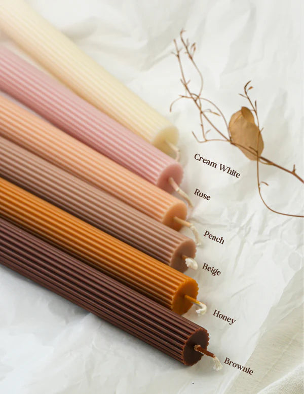 Ribbed Thick Taper - Beeswax & Soy