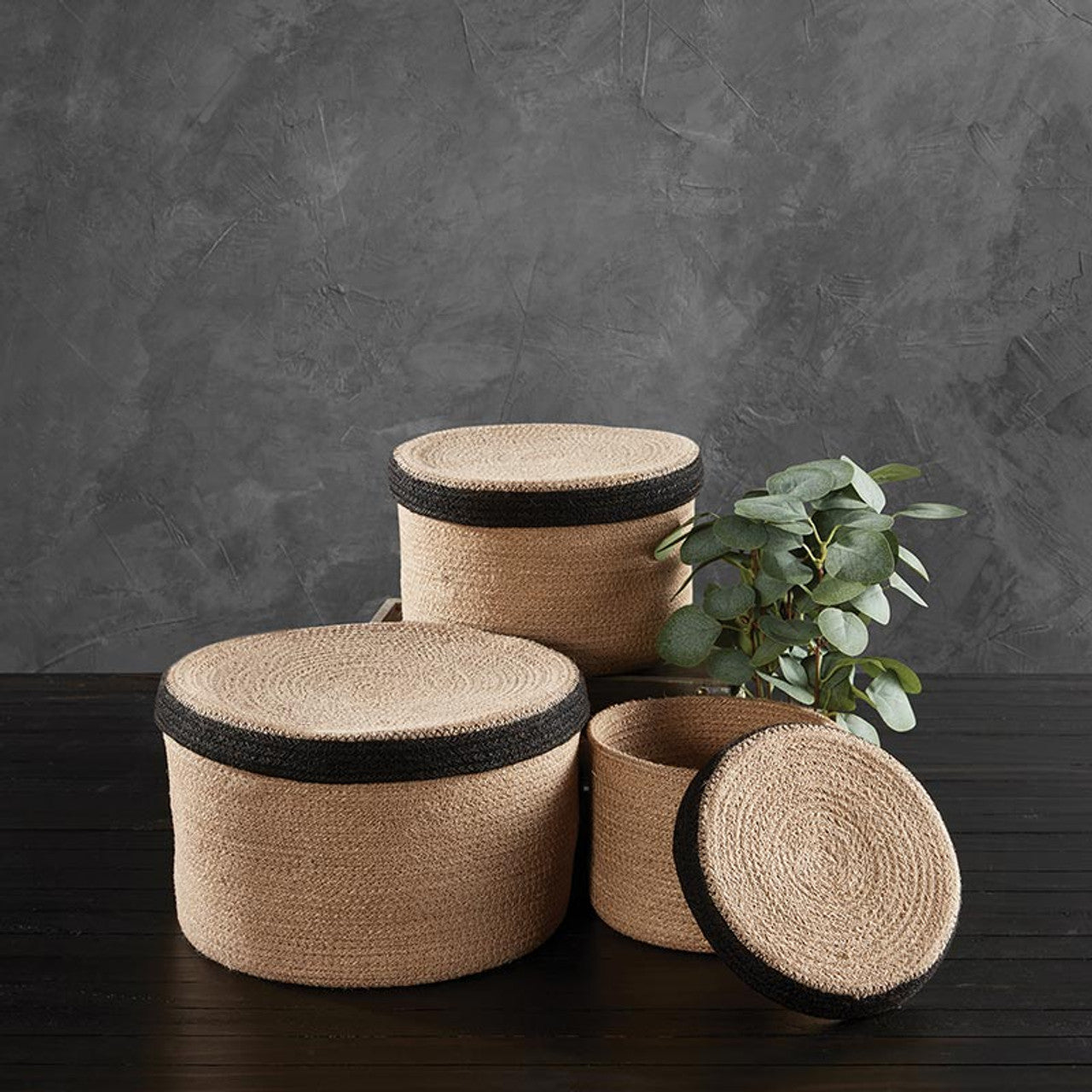 Jute Round Box w/Lid