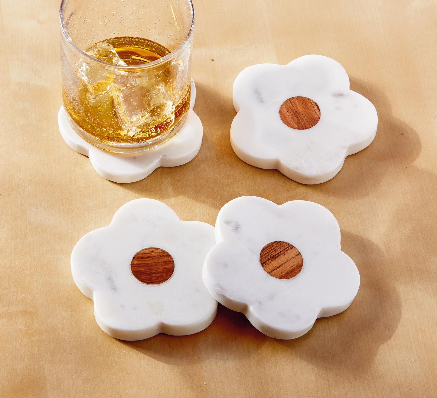 Marble/Wood Flower Coaster