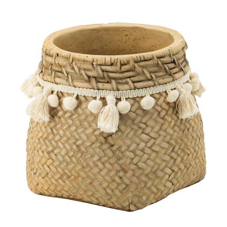 Cement Planter w/Tassels