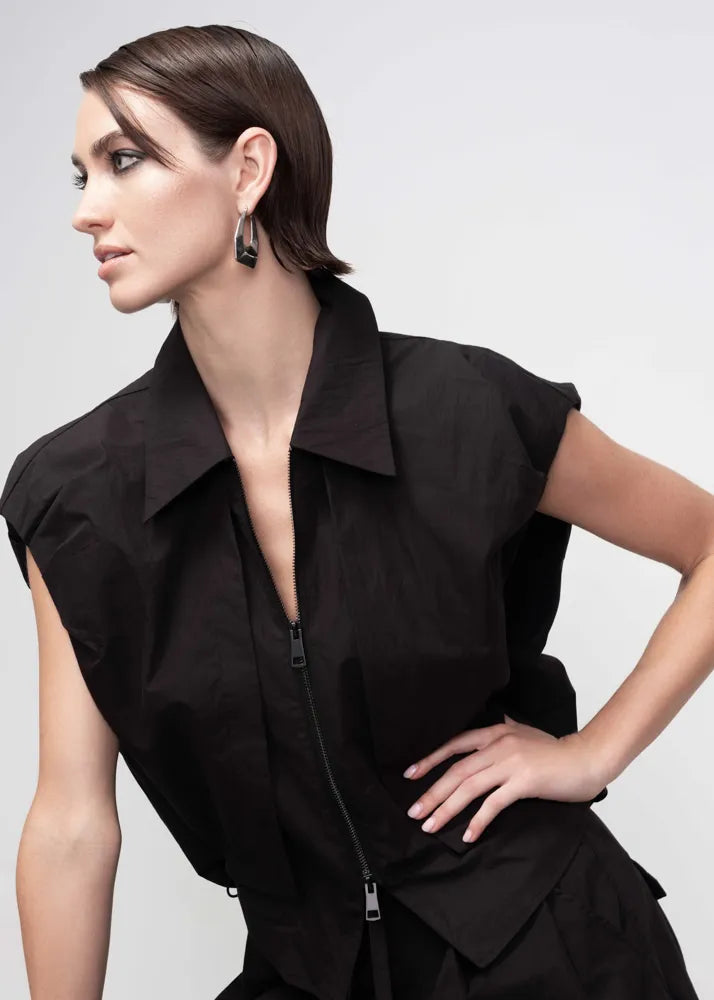 Black Zipped Vest
