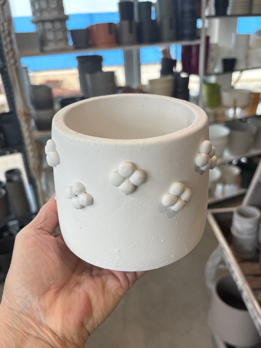 White Bubble Cement Planter