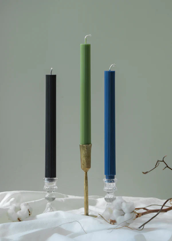 Ribbed Thick Taper - Beeswax & Soy