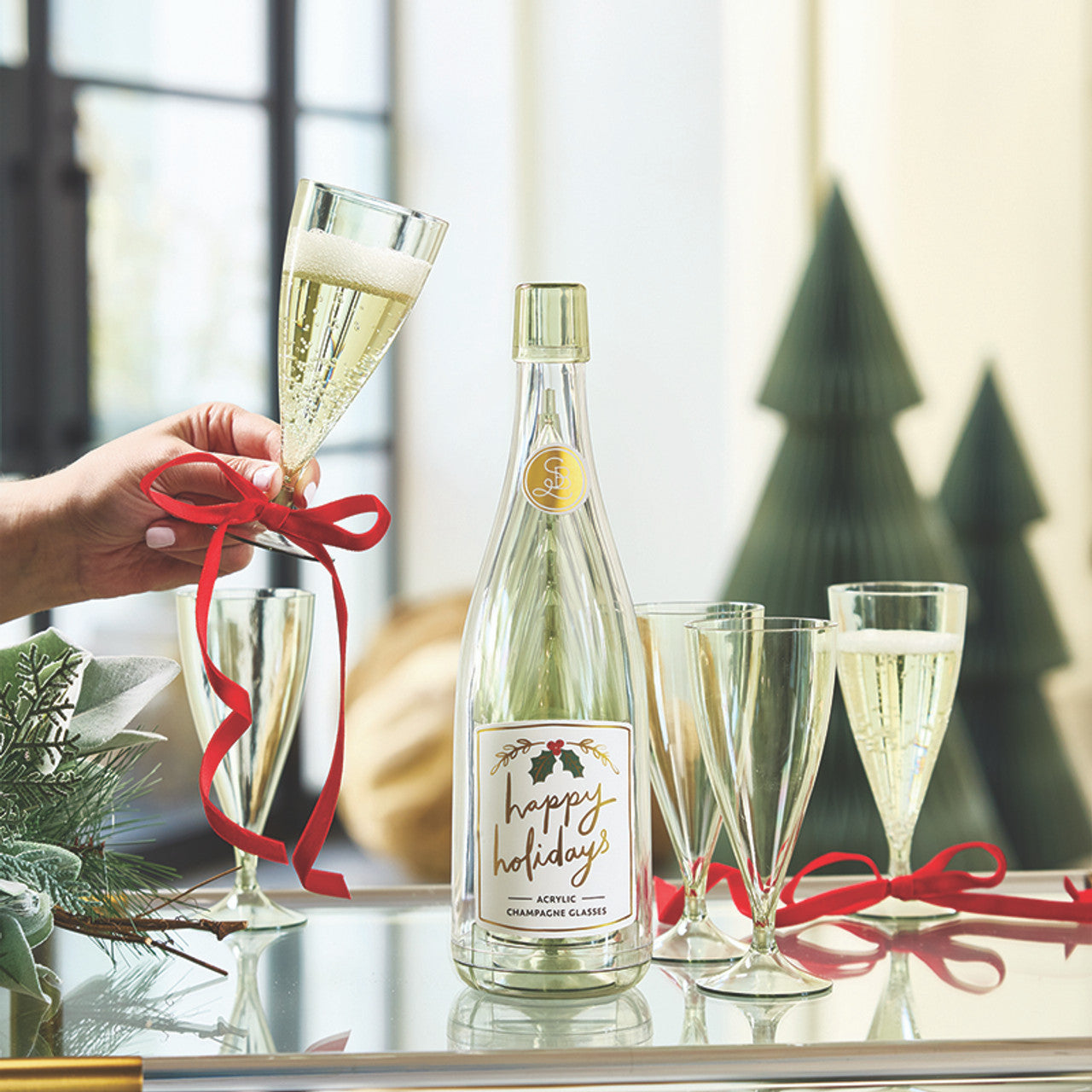 Champagne Bottle w/Glasses