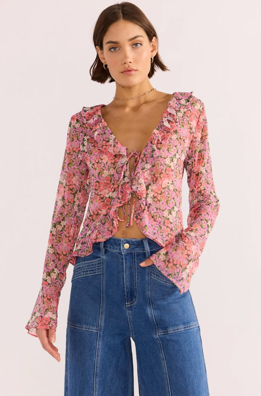 Amelia Ruffle Sheer Blouse
