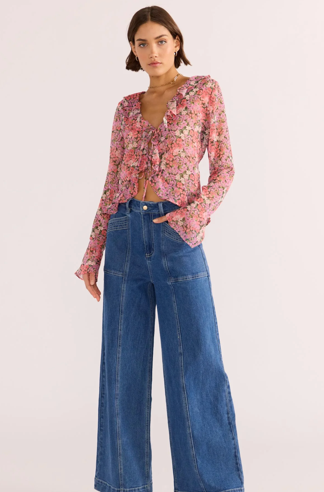 Amelia Ruffle Sheer Blouse