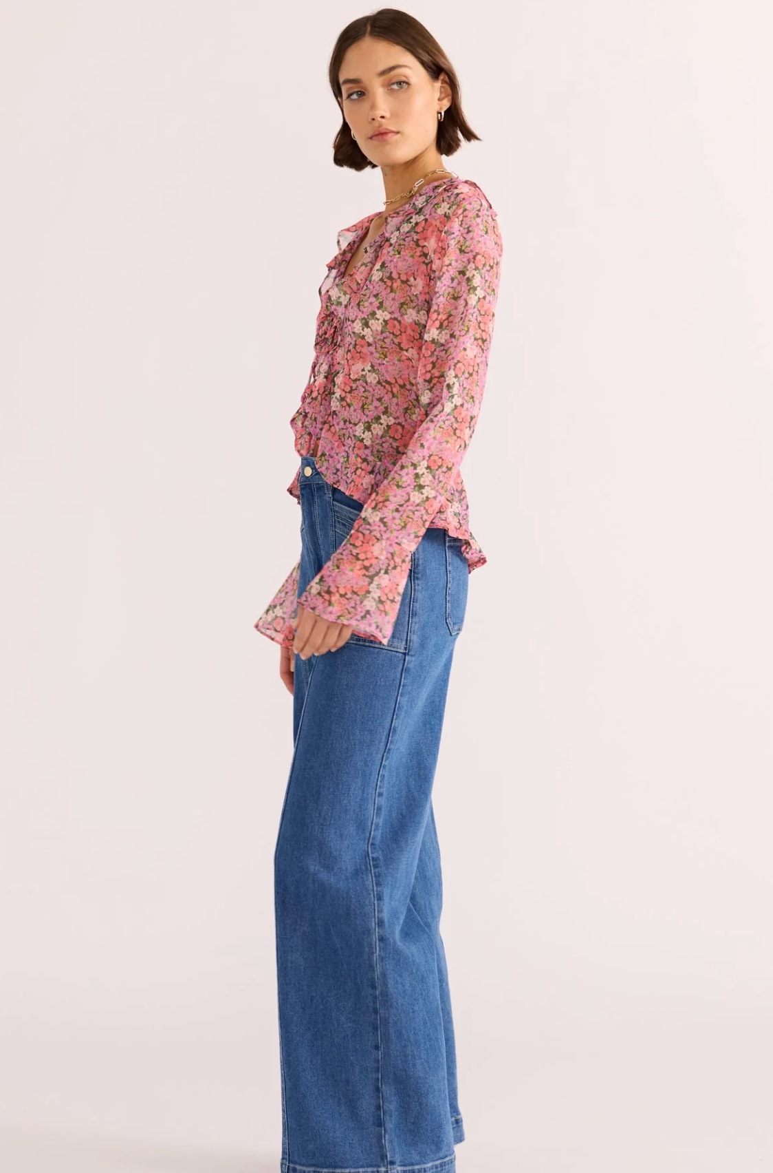 Amelia Ruffle Sheer Blouse