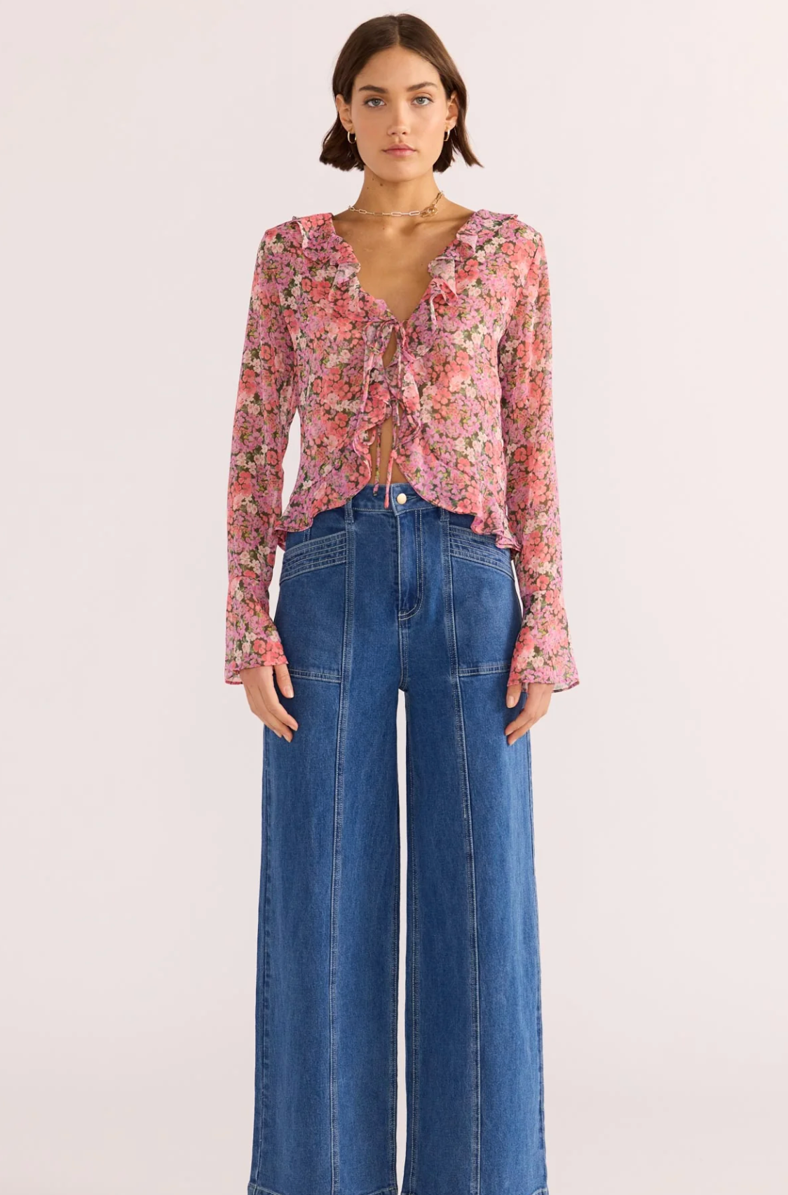 Amelia Ruffle Sheer Blouse