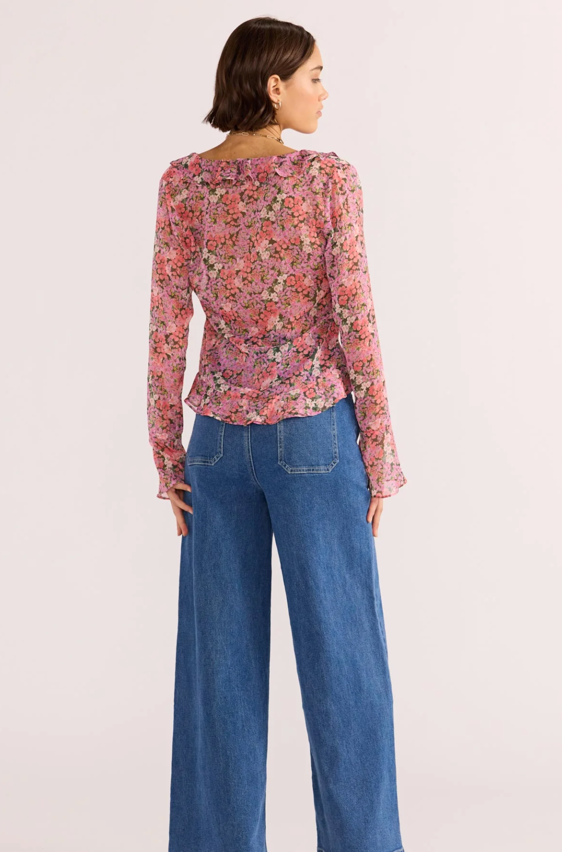 Amelia Ruffle Sheer Blouse