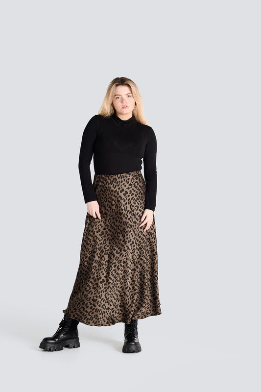 Leopard Satin Skirt