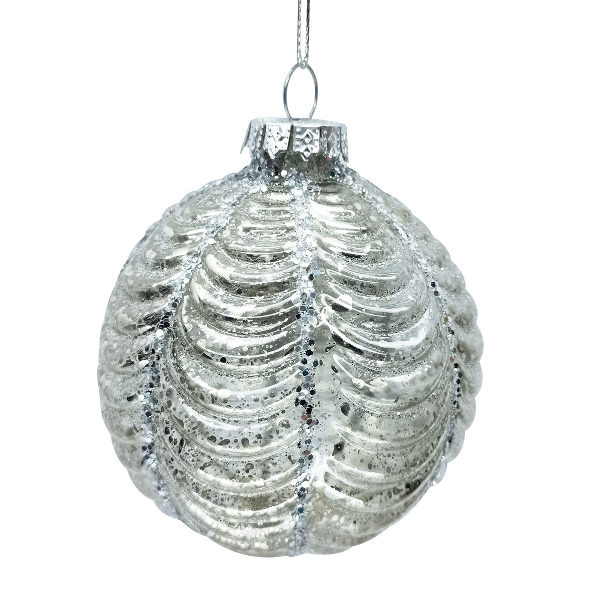Silver Scalloped Ornament