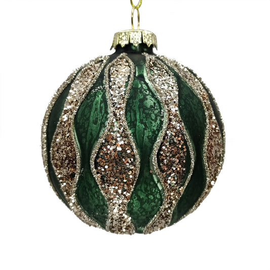 Green Glass Ball w/Glitter