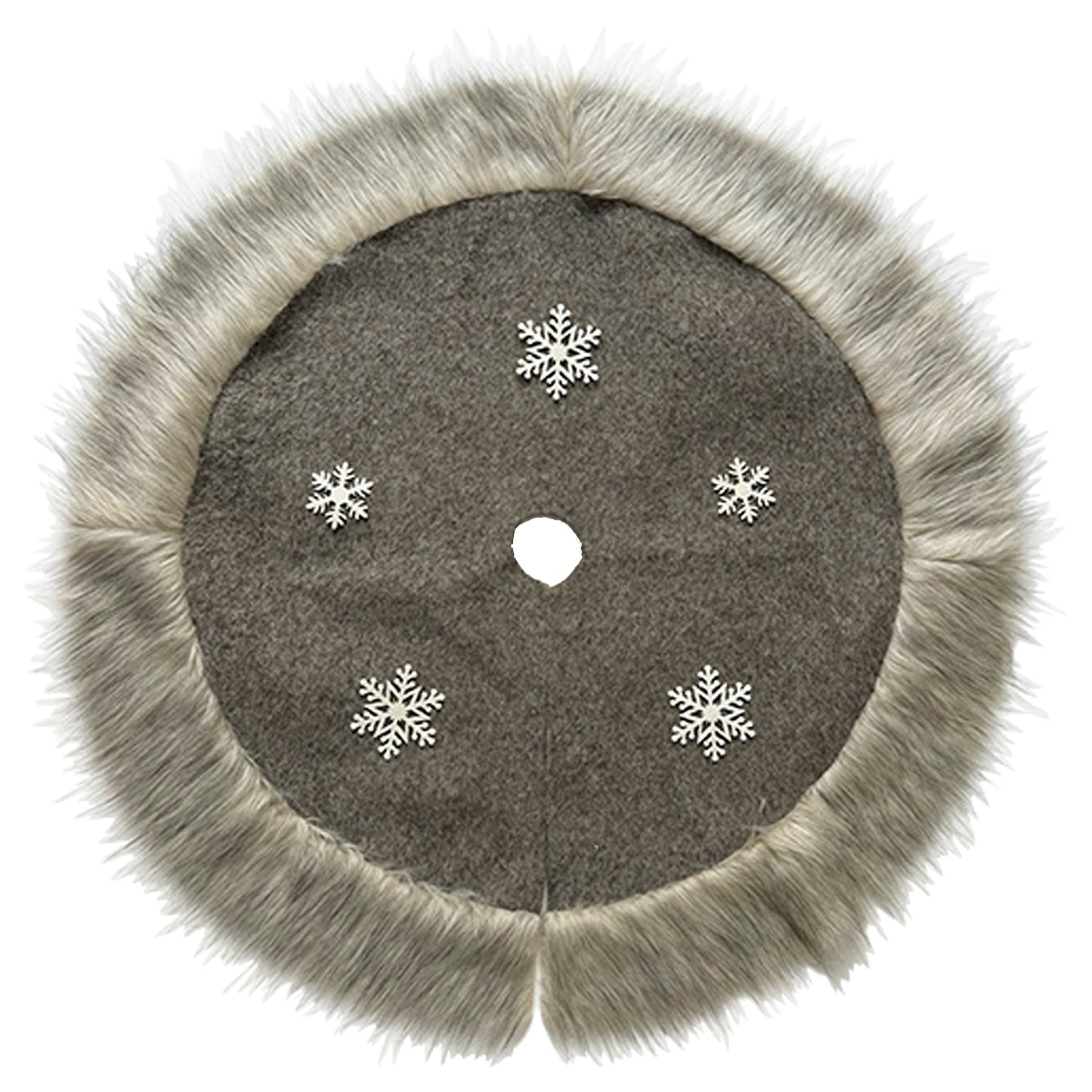 Snowflake Tree Skirt w/Faux Fur