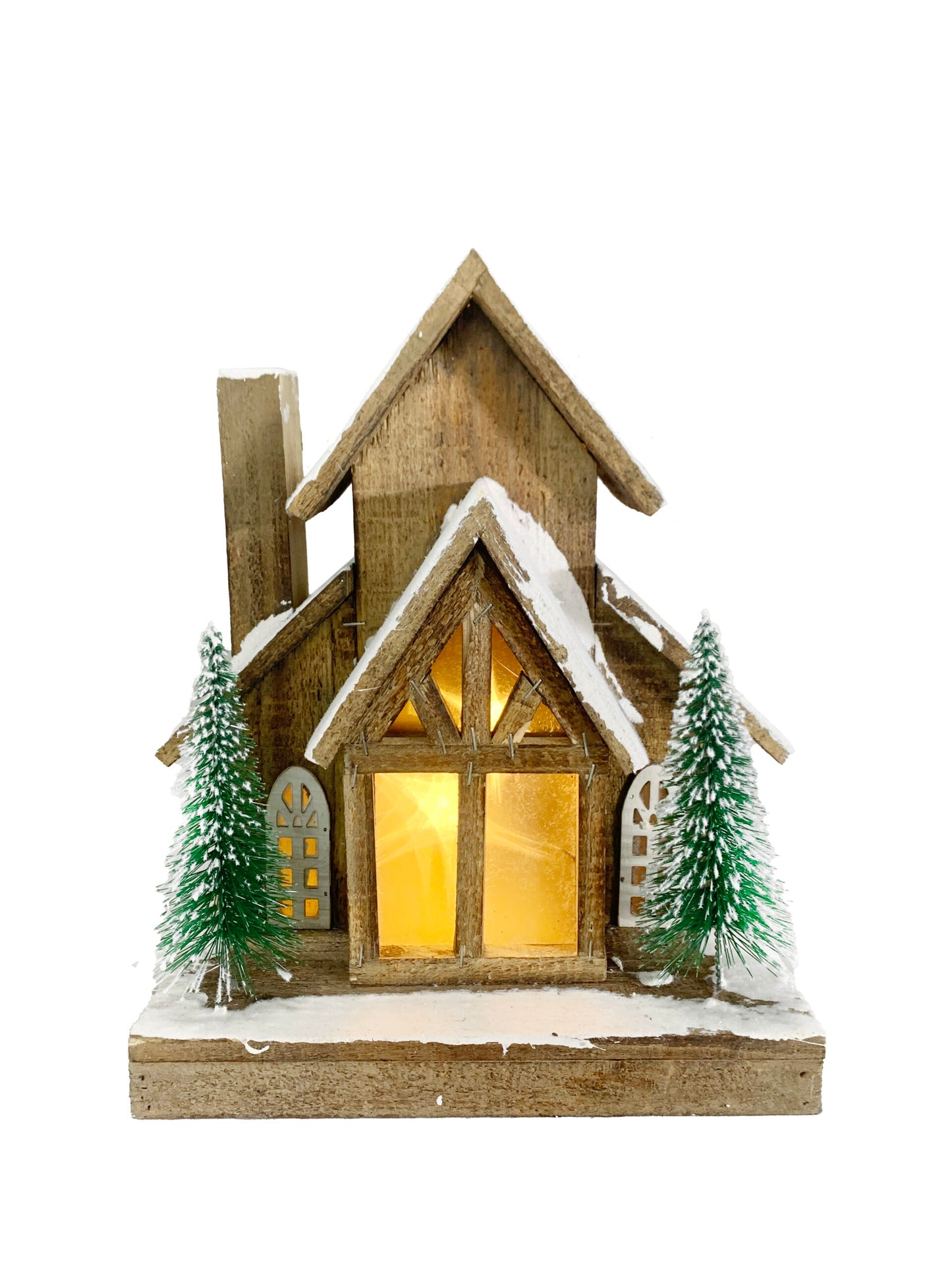 Wooden LED House w/Trees