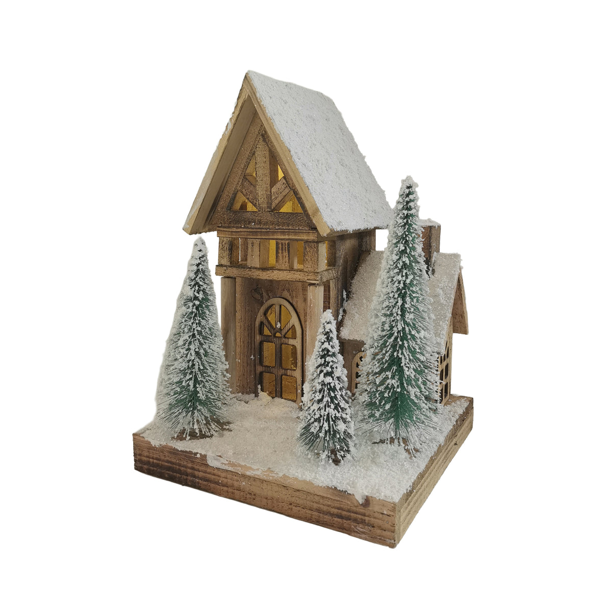 Wooden LED House w/Trees