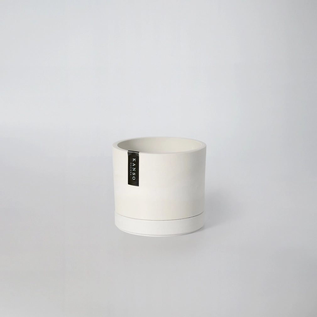 3" White Stone Pot w/saucer