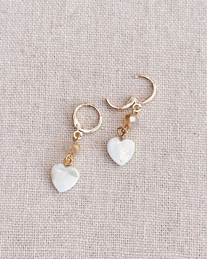 Mother of Pearl Heart Earrings
