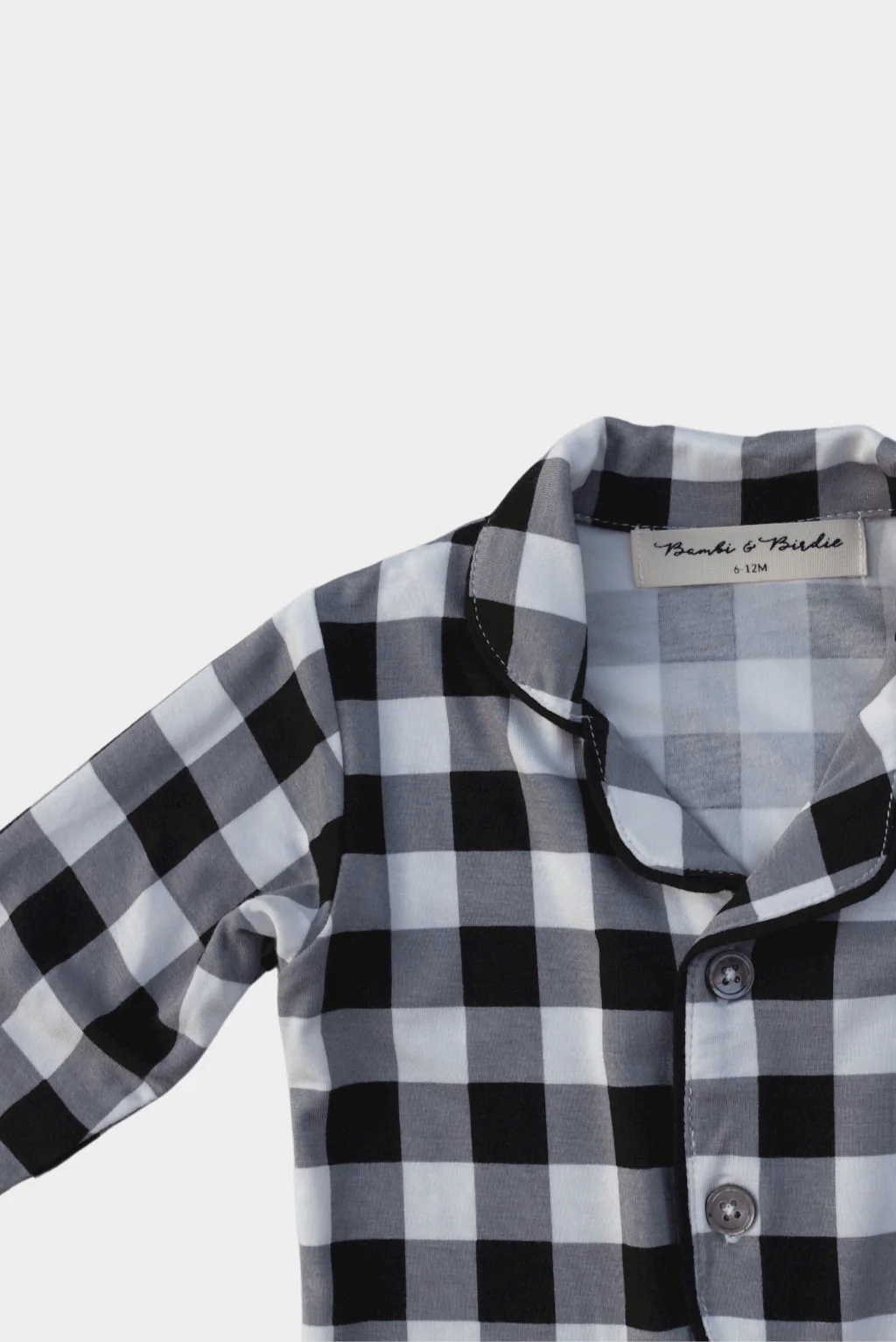 Black Gingham Collared Baby Romper