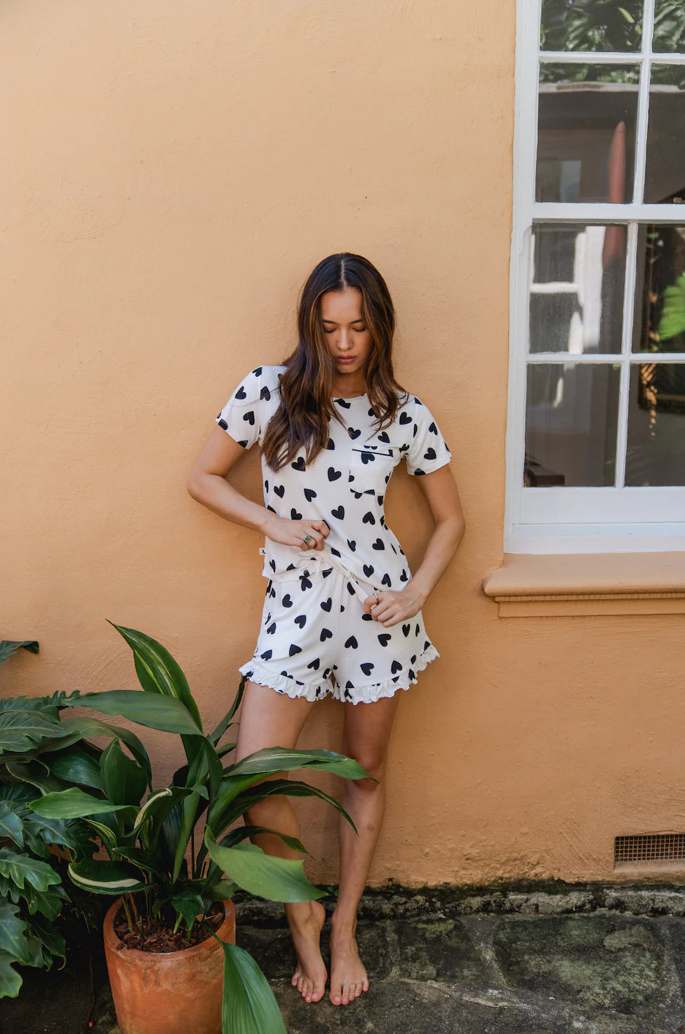 ladies-ruffled-short-set
