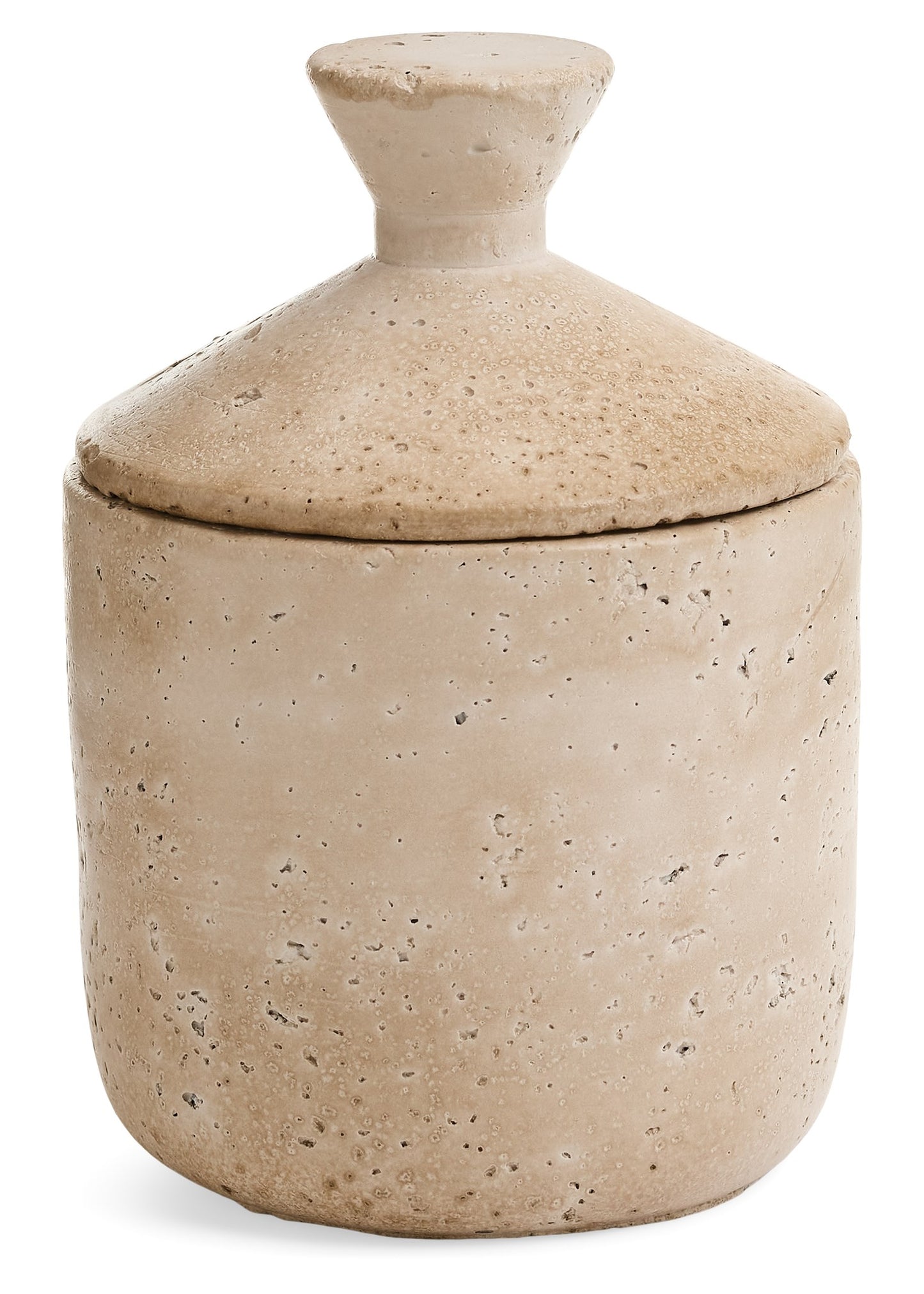 Beige Travertine Canister w/Lid