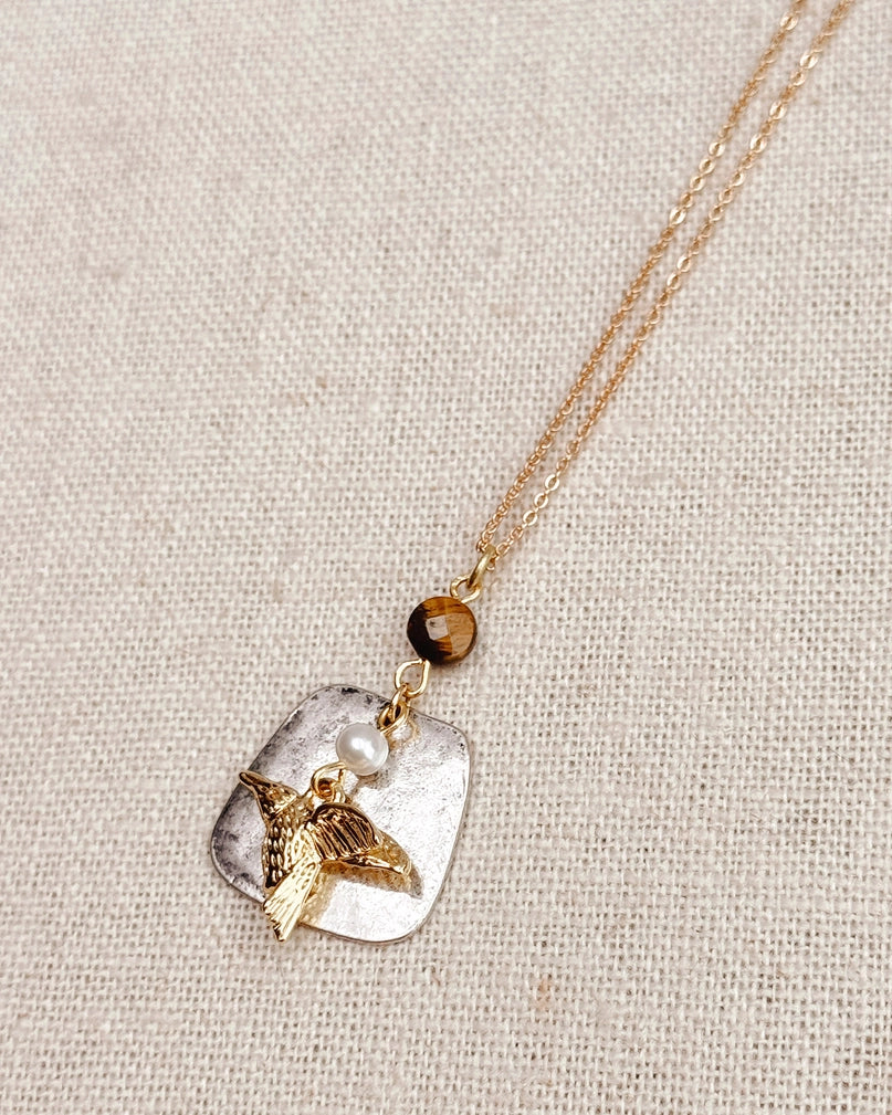 Tiger's Eye Hummingbird Necklace