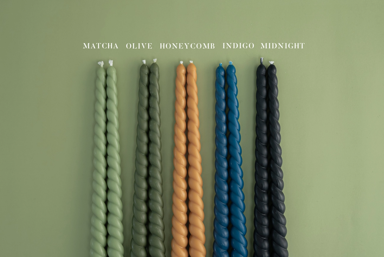 Honeycomb Twisted Taper Candle - S/2