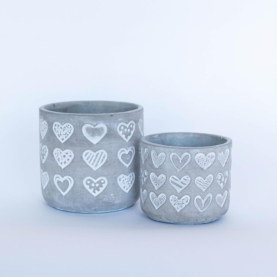 Cement Hearts Pot