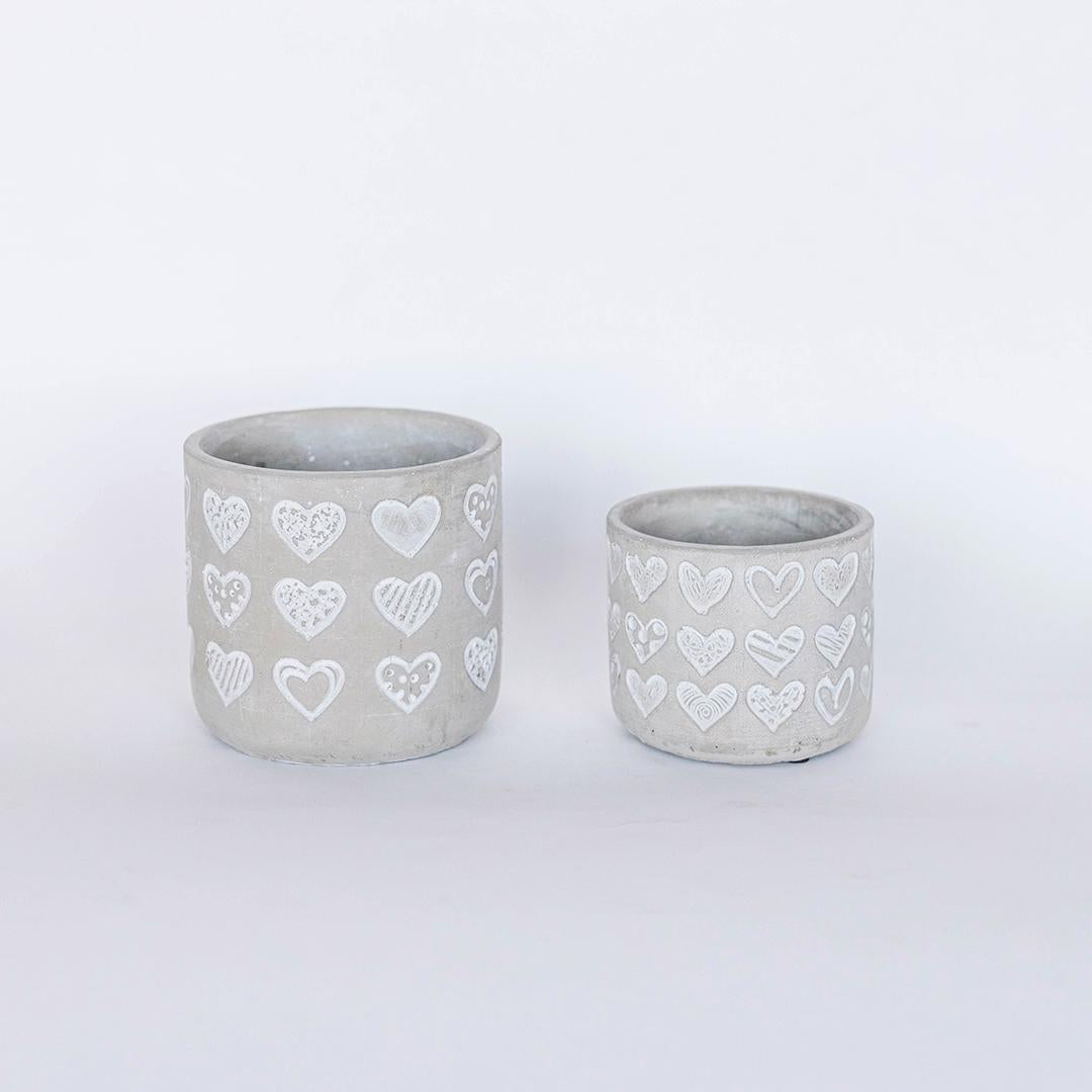 Cement Hearts Pot