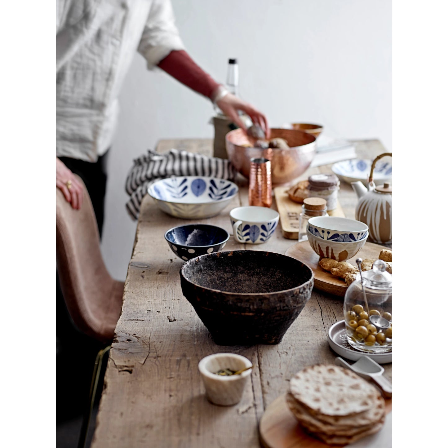 Marble Bowl w/Brass Spoon - 3"